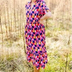 MICHELLE MCDOWELL Tessa Dress In Check Me Out Blue